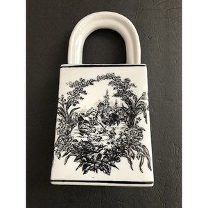 Formalities Baum Bros Vase Purse Handbag Shape Black White Ceramic Chickens